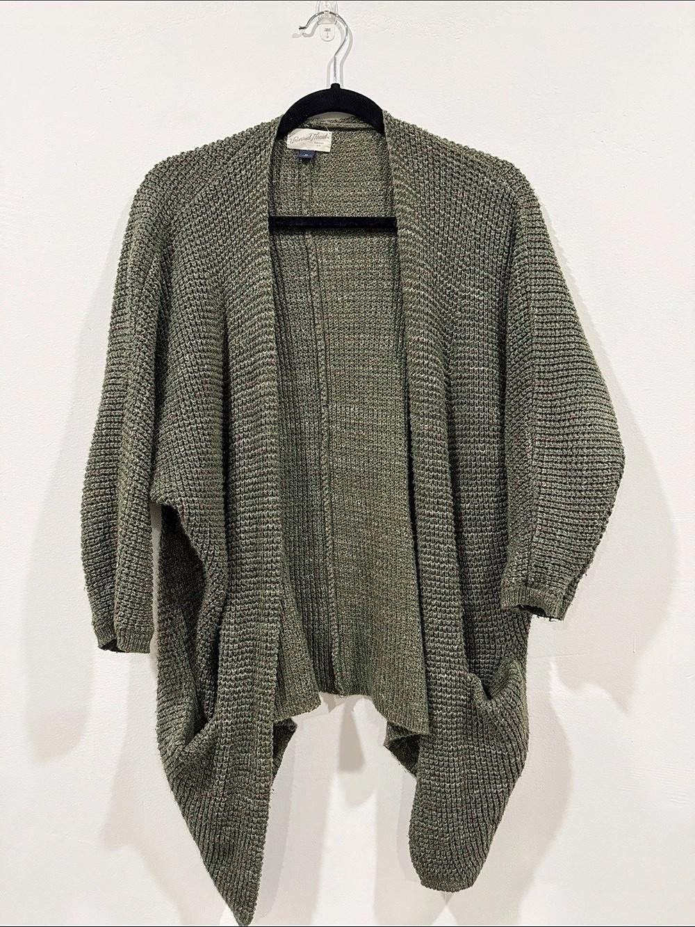 Universal Thread Open Front Waffle Knit Cardigan Green XS